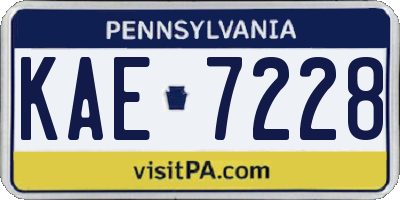 PA license plate KAE7228