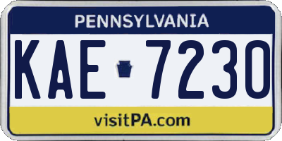 PA license plate KAE7230