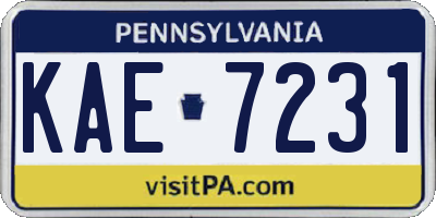 PA license plate KAE7231