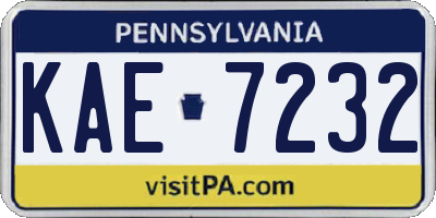 PA license plate KAE7232
