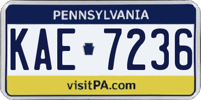 PA license plate KAE7236