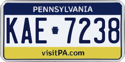 PA license plate KAE7238