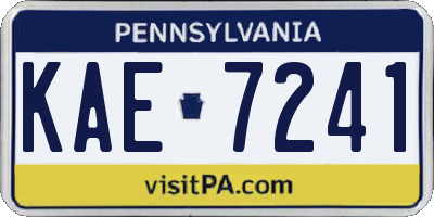 PA license plate KAE7241