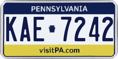 PA license plate KAE7242