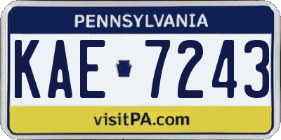 PA license plate KAE7243