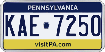 PA license plate KAE7250
