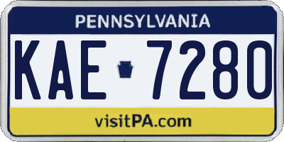 PA license plate KAE7280