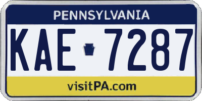 PA license plate KAE7287