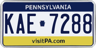 PA license plate KAE7288
