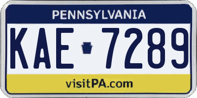 PA license plate KAE7289