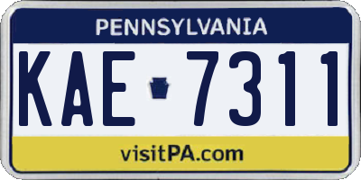 PA license plate KAE7311