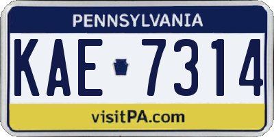 PA license plate KAE7314
