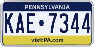 PA license plate KAE7344