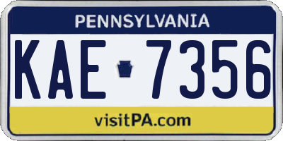 PA license plate KAE7356