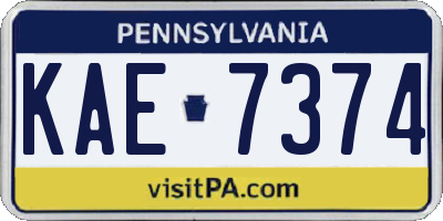 PA license plate KAE7374
