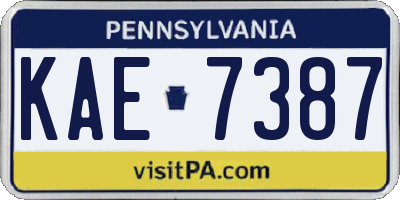 PA license plate KAE7387