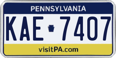 PA license plate KAE7407