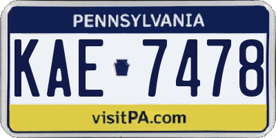 PA license plate KAE7478