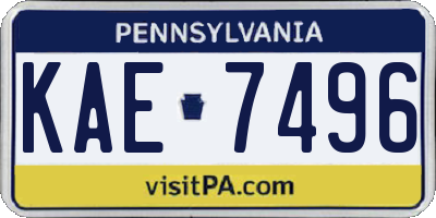PA license plate KAE7496