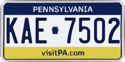 PA license plate KAE7502