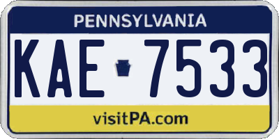 PA license plate KAE7533