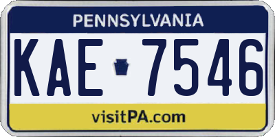 PA license plate KAE7546