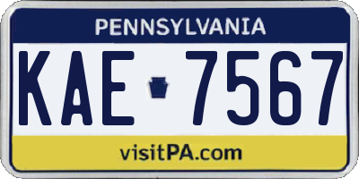 PA license plate KAE7567