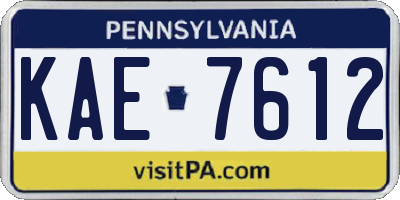 PA license plate KAE7612