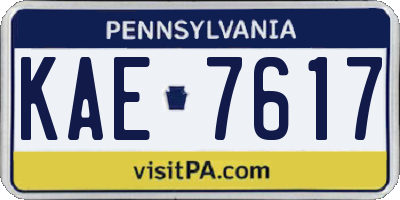 PA license plate KAE7617