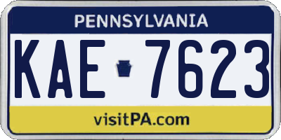 PA license plate KAE7623