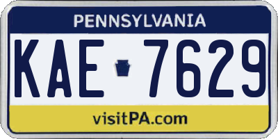 PA license plate KAE7629