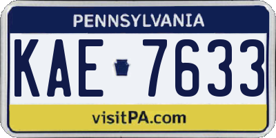 PA license plate KAE7633