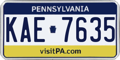 PA license plate KAE7635