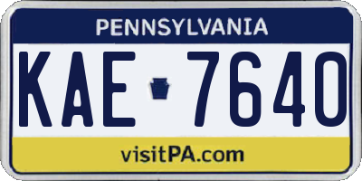 PA license plate KAE7640