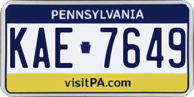 PA license plate KAE7649