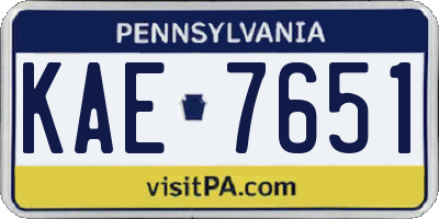 PA license plate KAE7651