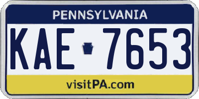 PA license plate KAE7653