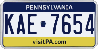 PA license plate KAE7654