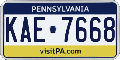 PA license plate KAE7668