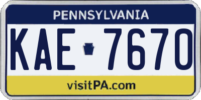 PA license plate KAE7670