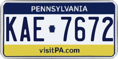 PA license plate KAE7672