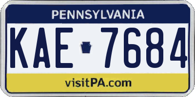 PA license plate KAE7684