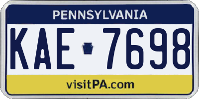PA license plate KAE7698