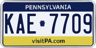 PA license plate KAE7709