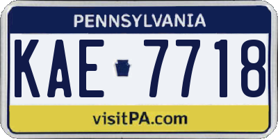 PA license plate KAE7718