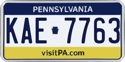 PA license plate KAE7763