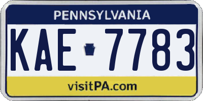 PA license plate KAE7783