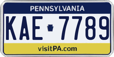 PA license plate KAE7789