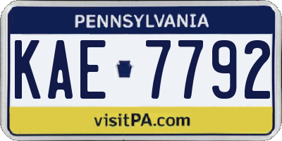 PA license plate KAE7792