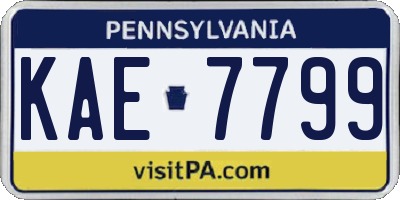 PA license plate KAE7799